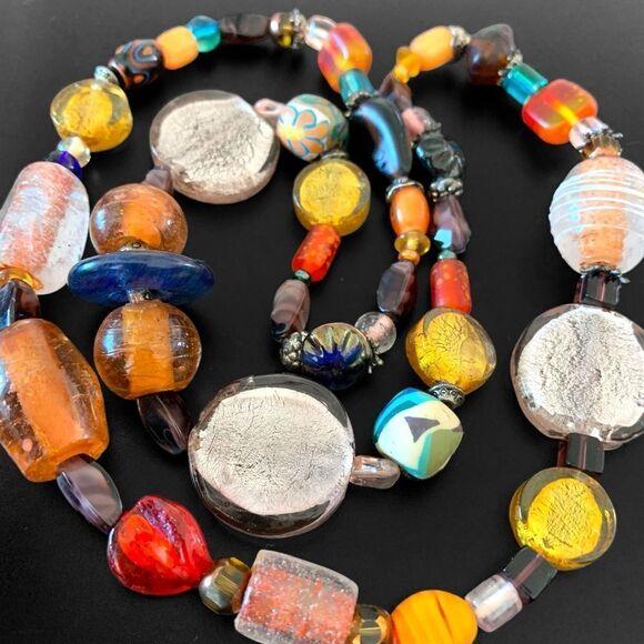 Vintage Glass Clay Bead Necklace - Picture 6 of 6